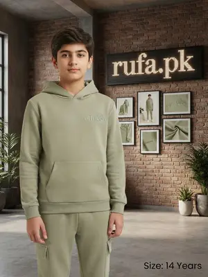 Ellesse Olive Green Casual Daily Wear Two-Piece Set for Men/Women | Hoodie & Cargo Trouser