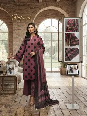 Doria Viscose fabric 3Ps Unstitch Suits By Sobia Waseem