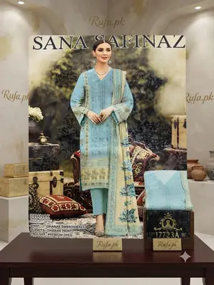 Premium Dhanak Embroidered Fabric 3Ps Unstitch Suits By Sana Safinaz