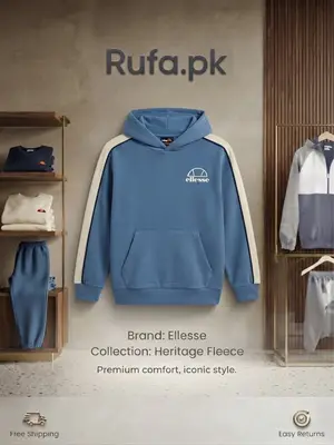 Ellesse Heritage Stripe Sleeve Hoodie - Vintage Blue