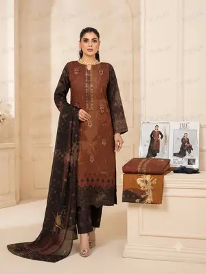 Premium Dhanak Embroidered Fabric 3Ps Unstitch Suits By Jade Firdous