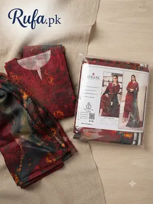Premium Linen fabric 3Ps Unstitch Suits Daman Fancy Embroidery By Sobia Waseem