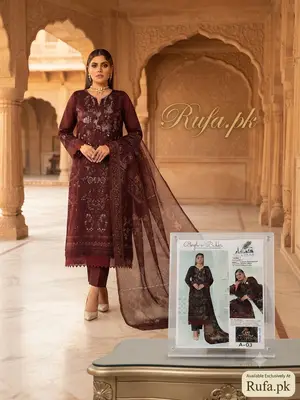 Premium Dhanak Embroidered Fabric 3Ps Unstitch Suits By Qalmkar