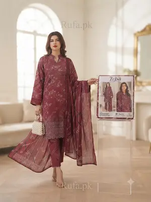 Premium Linen Premium Linen fabric 3Ps Unstitch Suits Daman Fancy Embroidery By Sobia Waseem