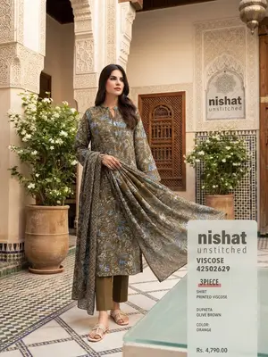 Nishat Premium Viscous 3Ps Unstitched Suit