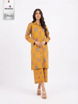 Alkaram Silver Khaddar 2Ps Printed Suit