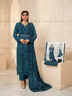 Premium Dhanak Embroidered Fabric 3Ps Unstitch Suits By Qalamkar