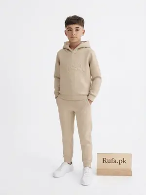 Ellesse Kids Export Quality Beige Hooded Casual Daily Wear 2-Piece Set