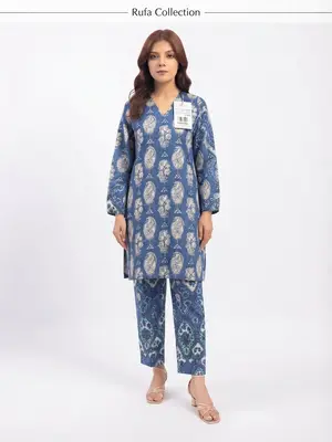 Alkaram Silver Khaddar 2Ps Printed Suit