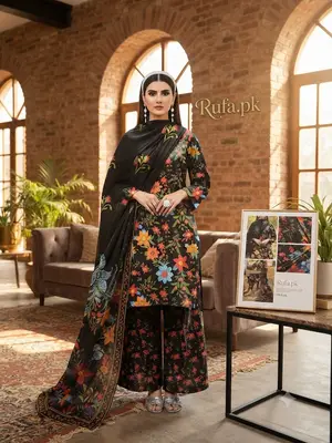 Premium Printed Doria Linen Fabric 3Ps Unstitch Suits By Sobia Waseem