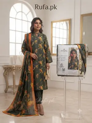 Premium Linen fabric 3Ps Unstitch Suits Daman Fancy Embroidery By Sobia Waseem