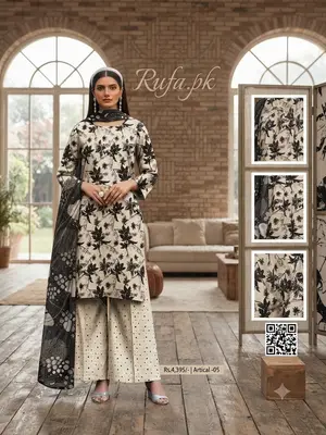 Premium Printed Doria Linen Fabric 3Ps Unstitch Suits By Sobia Waseem